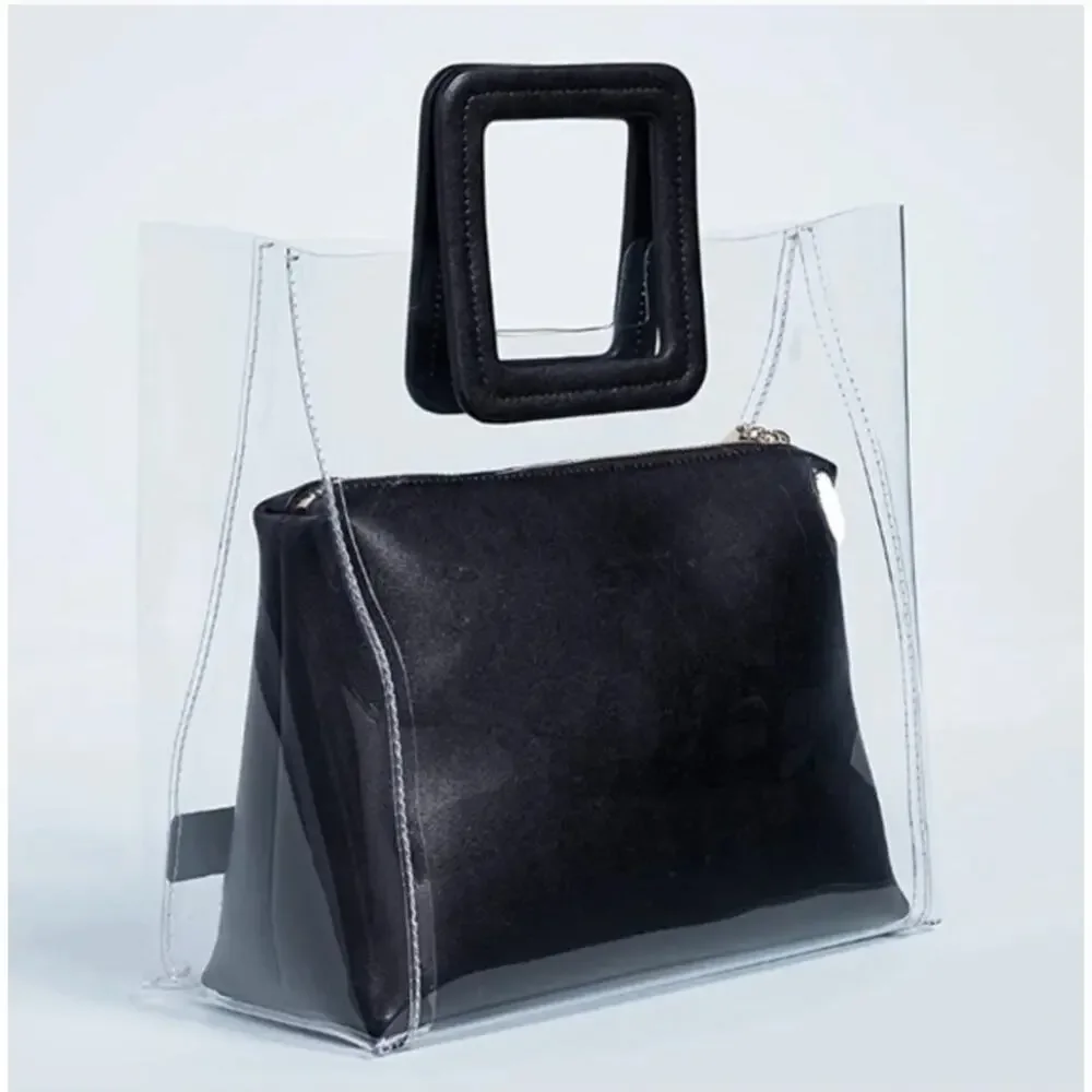 Staud Clear PVC Shirley Tote Top Handle Transparent Casual Summer Resort Chic